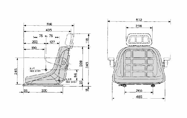 Sedile COBO GT50 con Guide per Trattore Fiat Same Landini e Altri 60603